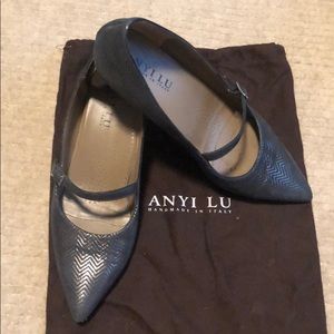 Anyi Lu Georgia Heel in Black Chevron